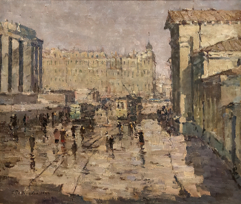 Рыбченков Борис Фёдорович. Московский пейзаж. Холст, масло. 64,5х77. 1943. Екатеринбургский музей изобразительных искусств.