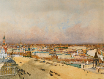 Франц Копаллик. Вид Москвы. Бумага, акварель, гуашь. 56х74. Частная коллекция.