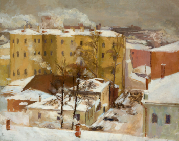 Хазанов Моисей Тевелевич. Московский пейзаж. Холст, масло. 70,5х89,5. 1933. Вятский художественный музей имени В.М. и А.М. Васнецовых.