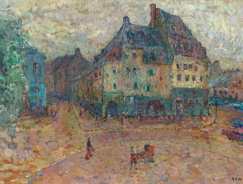 Куликов Виктор Петрович. Рига, старая площадь. Оргалит, масло. 60х80. 1980. Московский музей современного искусства.