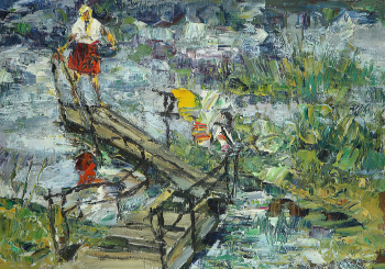 Балабаев Александр Михайлович. Мостки. Холст, масло. 31х44. 1970. Калининградский областной музей изобразительных искусств.