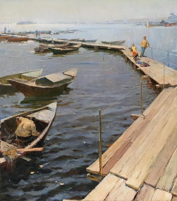 Гребенюк Владимир Филиппович. Мостки. Холст, масло. 115х100. 20 век. Краснодарский краевой художественный музей имени Ф.А.Коваленко.