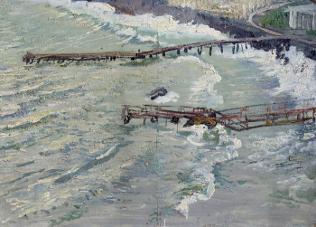 Пурыгин Валентин Захарович. Море. Мостки. Картон, масло. 48х67. 1960-е. Самарский областной художественный музей.