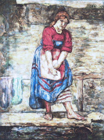 Чирков Антон Николаевич. Девушка на мостках. Холст, масло. 150х120. 1923. Государственный историко-художественный музей Новый Иерусалим.