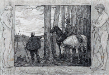 Адам Алкснис. Интеллект. Бумага, уголь. 10,9х15,6. 1890-е. Латвийский национальный художественный музей.