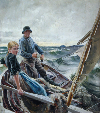 Эдельфельт Альберт Альбертович. В море. Доска, масло. 32х28,5. 1883. Государственный Эрмитаж.