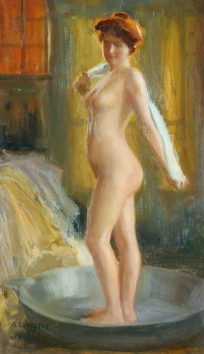 Эдельфельт Альберт Альбертович. Купальщица. Холст, масло. 46,5х27. 1903. Государственный Эрмитаж.