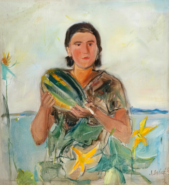Лабас Александр Аркадьевич. Сбор тыквы. Холст, масло. 64х60. 1937. Таганрогский художественный музей.