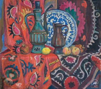 Горбунов Сергей Аркадьевич. Кувшины и фрукты. Холст, масло. 70х85. 1988. Частное собрание.
