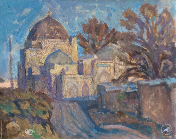 Горбунов Сергей Аркадьевич. Хива. Иморат. Картон, масло. 18х25. 1981. Частное собрание.