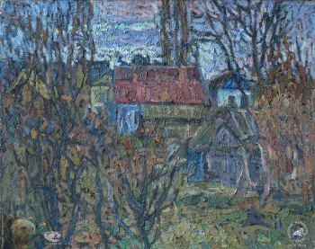 Петровичева Ольга Петровна. Горячий ключ. Сумерки. Картон, масло, темпера. 61,5х75. 1971. Собрание семьи художницы.