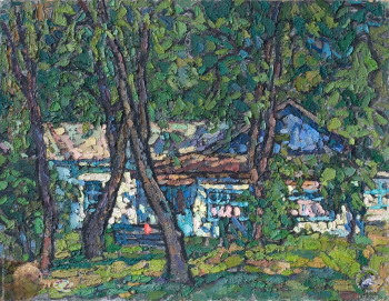 Петровичева Ольга Петровна. Домик доктора Н.В.Волосевича. Картон, масло, темпера. 45,5х59,5. 1975. Собрание семьи художницы.