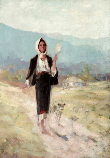 Николае Григореску. Крестьянка с прялкой. Холст, масло. 47,5х65. 1900. Национальный музей Брукенталя.