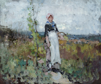 Николае Григореску. Молодая крестьянка на винограднике. Холст, масло. 1876-1886. Национальный музей искусств Румынии.