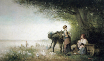 Николае Григореску. Прачки у реки. Холст, масло. 56х96,3. 1863-1867. Национальный музей искусств Румынии.