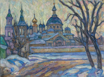 Петровичева Ольга Петровна. Ростов Великий. Холст, масло, темпера. 60х80. 1980-е. Собрание семьи художницы.