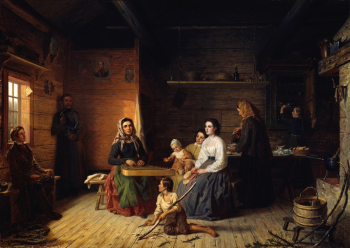Роберт Вильгельм Экман. Игра на кантеле. Холст, масло. 1868. Атенеум (Хельсинки).