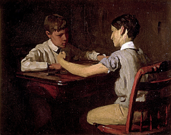 Томас Поллок Аншутц. Игра в шашки. Холст, масло. 40,9х51,1. 1895. Смитсоновский музей американского искусства.