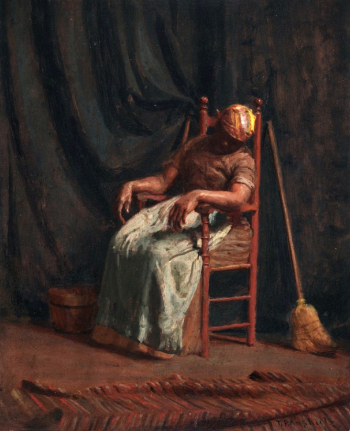 Томас Поллок Аншутц. Тётя Ханна. Доска, масло. 30,8х25. 1886. Детройтский институт искусств.