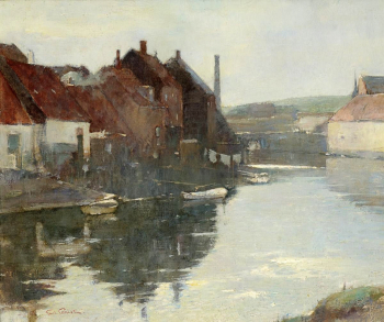 Сорен Эмиль Карлсен. Канал. Холст, масло. 1914. Публичный музей чтения (Пенсильвания).