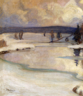 Пекка Халонен. Зимний пейзаж. Холст, масло. 35,5х28,5. 1919. Государственный Эрмитаж.