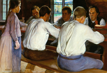 Пекка Халонен. Трапеза. Холст, масло. 65х97. 1899. Художественный музей Дидрихсена.