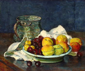 Барсамов Николай Степанович. Абрикосы и черешни. Холст, масло. 37,8х44,5. 1961. Симферопольский художественный музей.