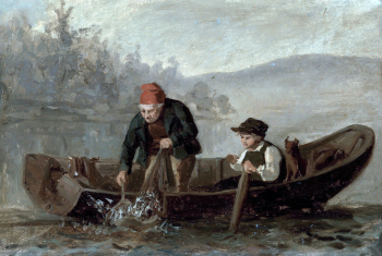 Карл Эмануэль Янссон. Рыбаки. Холст, масло. 22,5х33. 1873. Финская национальная галерея.