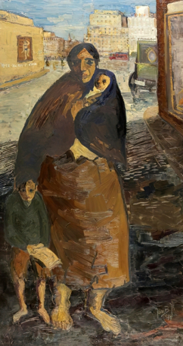 Ян Бартельсман. Женщина с детьми. Сантьяго-де-Чили. Холст, масло. 149х81. 1949. Государственный музей изобразительных искусств имени А.С.Пушкина.