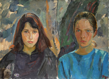 Огурцов Олег Фёдорович. Подруги. Холст, масло. 43х59. 1973. Собрание семьи художника.