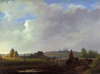 Бодри Карл-Фридрих Петрович. Сельский вид. Холст, масло. 36,7х49,8. 1850-е. Государственная Третьяковская галерея.