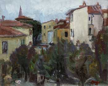 Огурцов Олег Фёдорович. Декабрь в Ареццо. Холст, масло. 27х35. 1990. Собрание семьи художника.