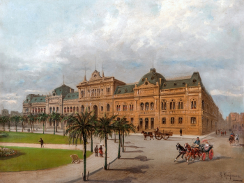 Карл Кауфманн. Дом правительства в Буэнос-Айресе. Холст, масло. 1890. Розовый дом (Президентский дворец).
