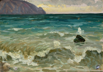 Котов Виктор Иосифович. Море. Картон, масло. 50х70. 1969. Частное собрание.