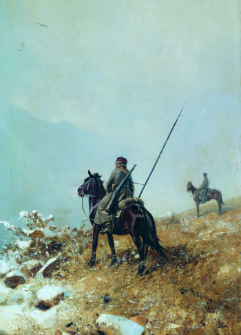 Грузинский Пётр Николаевич. В дозоре. Холст, масло. 42х29. 1887. Горловский городской художественный музей.