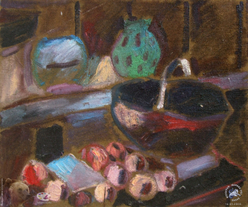 Натюрморт с корзиной и яблоками