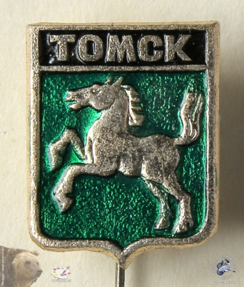 Значок `Томск`. Герб-щит с конём.