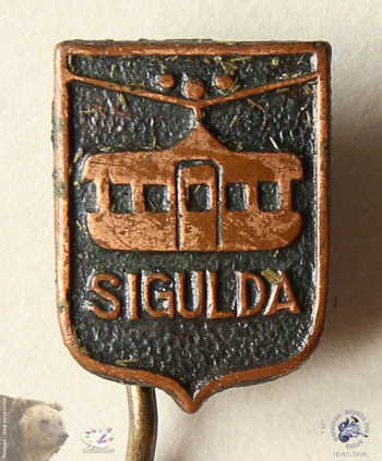 Значок `Sigulda`. Подвесная канатная дорога в Сигулде.