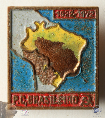 Значок `P.C.Brasileiro 1922-1972 PCB - Partido Comunista Brasileiro`