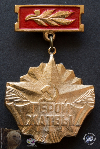 Нагрудный знак с колодкой `Герой жатвы`