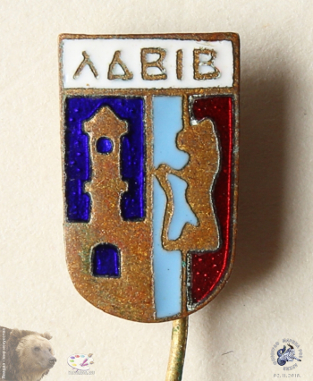 Значок `Львiв`. Львов, Украинская ССР. Металл, эмаль. 1,4х0,8.