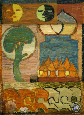 Воронкова Альбина Борисовна. Слово о полку Игореве. Бумага, темпера. 1962. Авторское собрание.