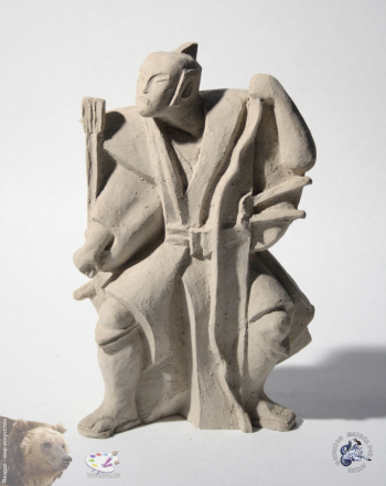 Воловиков Юрий Борисович. Самурай. Шамот. 30х20х9,0. Собрание семьи скульптора.