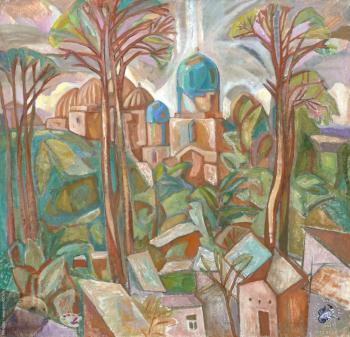Елизарова Марианна Юсуфовна. Весна. Шахи-Зинда. Холст, масло, темпера. 120х124. 1985-1990. Собрание семьи художницы.