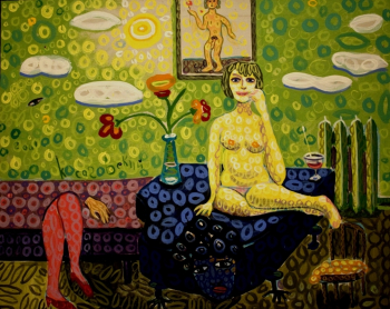 Косаговский Юрий Юрьевич. Обнажённая на рояле. Холст, акрил. 80х100. 2001. Частное собрание.