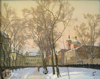 Бурдыкин Николай Евгеньевич. Яузский бульвар. Холст, масло. 2003. Частное собрание.