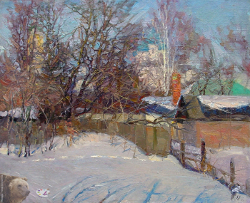 Простяков Алексей Семёнович. Задворки. Холст, масло. 1999. Собрание семьи художника.
