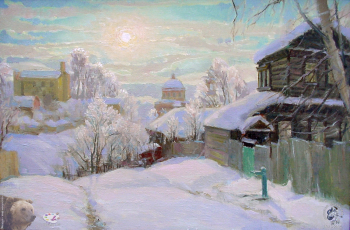 Простяков Алексей Семёнович. Провинциальный пейзаж. Холст, масло. 40х60. 2000. Собрание семьи художника.