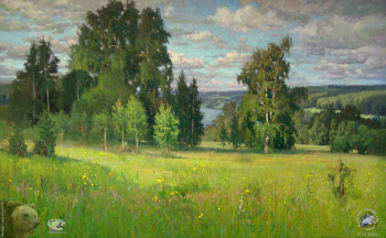 Простяков Алексей Семенович. Берёзы. Холст, масло. 50х80. 2002-2003. Собрание семьи художника.