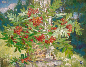 Простяков Алексей Семёнович. Рябинка. Холст, масло. 40х50. 2000. Собрание семьи художника.